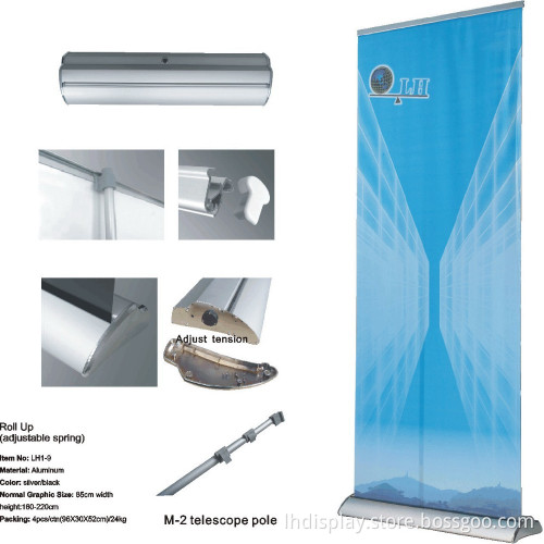 Adjustable spring aluminium roll up banner stand